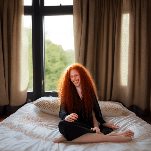 AI generated: full body photo ((extremely attractive)) woman, long curly ginger hair, perfect eyes, (freckles:0. 2...