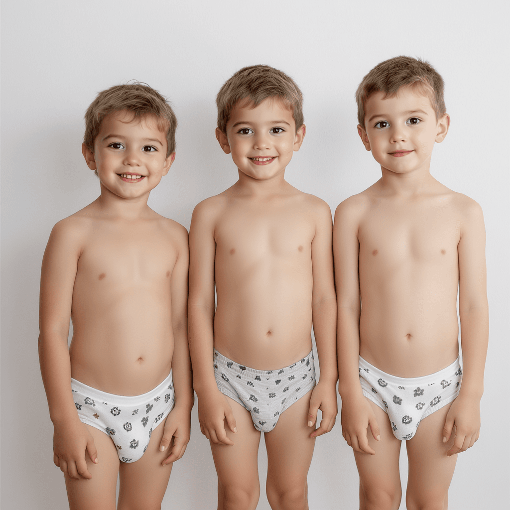 AI generated: Cute young boys in underwear