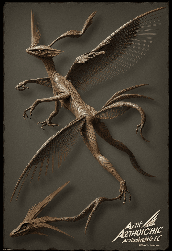 AI generated: An Amorphous Angular Actinic Archaeopteryx, poster art, arabesque, naturalistic technique, Angular A...