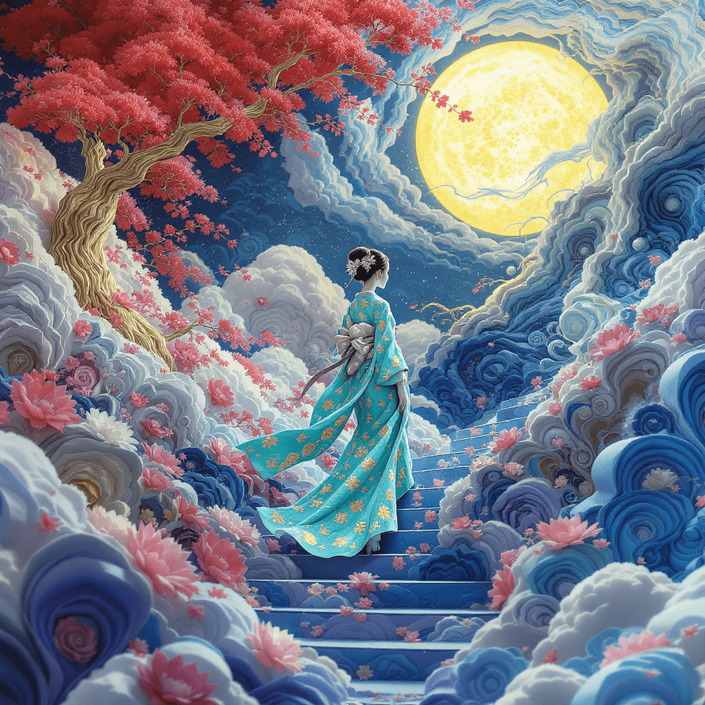 AI generated: A visually breathtaking maximalist scene, intricate and beautiful, made entirely from paper kirigami...