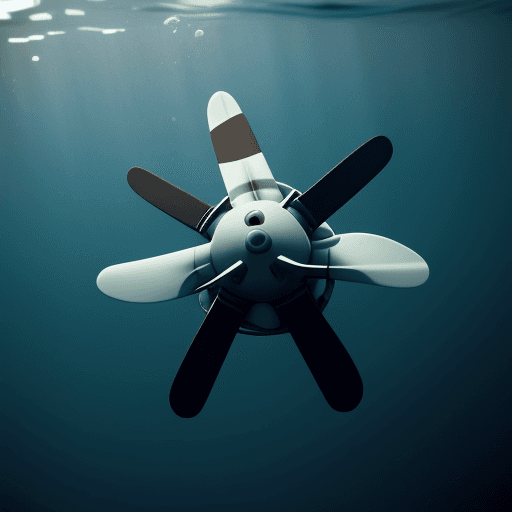 AI generated: propeller spins under water