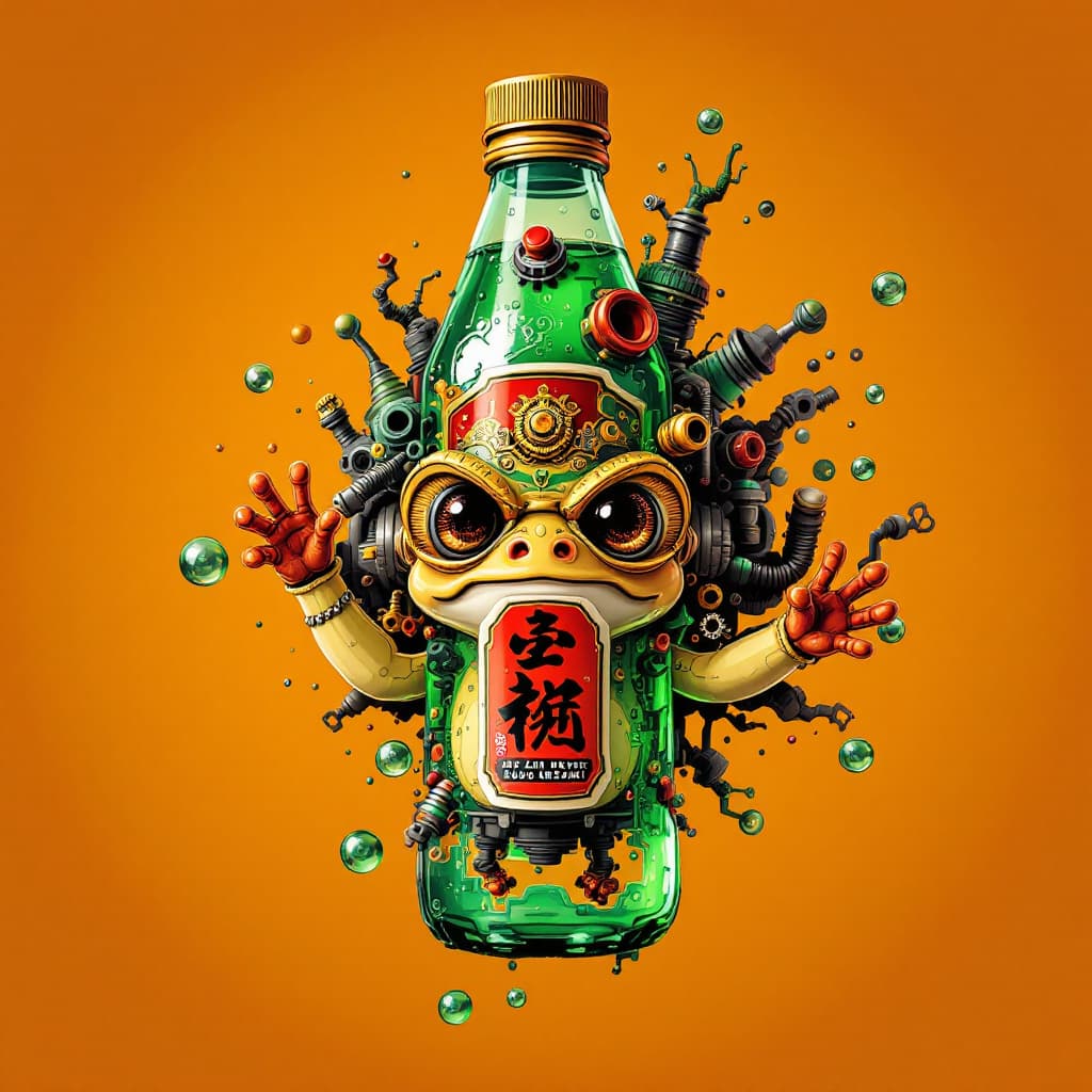 AI generated: I combined the image of a toad and the image of a soju bottle to design it as a mechanic.