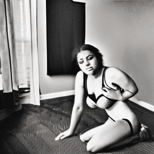 AI generated: professional photo of two young women in a bedroom. The woman on the left is wearing a red tank top ...