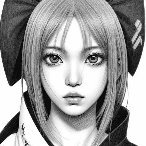 AI generated: old black and white manga style drawing of a human inspired in Sanukan character from BLAME! manga