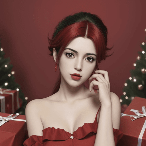 AI generated: Reno navideño, nariz roja, estilo 2d, animado