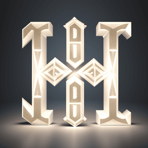 AI generated: epic cut-out letters with diamonds, capital letter CF, white, 3d, harmonious proportions, intricate ...