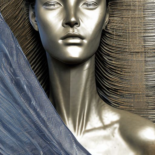 AI generated: with hair and in a modern day dress, she poses, in the style of bronze patina, multilayered texture,...