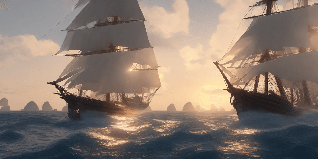 AI generated: Photo of a ultra realistic sailing ship, dramatic light, pale sunrise, cinematic lighting, battered,...