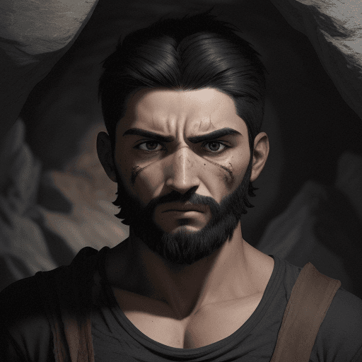 AI generated: "Genera una imagen de un dibujo animado que represente a un hombre prehistórico en la entrada de su ...