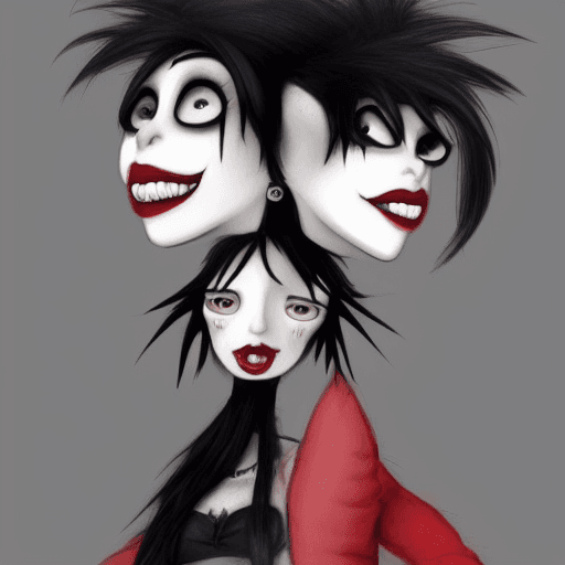 AI generated: A rough pencil sketch of a cartoon character spiky hair and crazy eyes, in the style of Tim Burton  ...