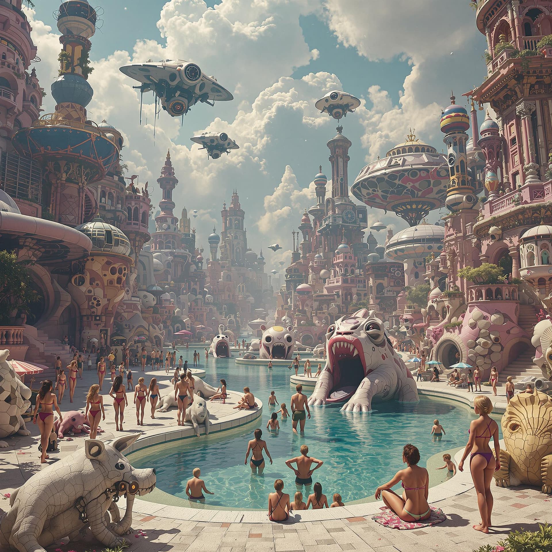 AI generated: A trippy, psychedelic, and surreal AI-created wonderland of the distant future, characterized by hyp...