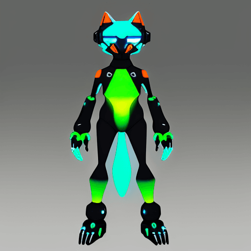 AI generated: Create an image of a Protogen character fursona. The Protogen has a technologically advanced machine...