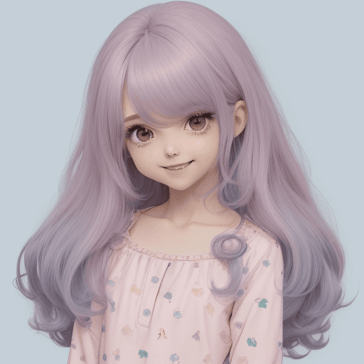 AI generated: menina, cabelos soltos, cabelos compridos, cabelos ondulados, olhos pretos, cabelo rosa e azul, sorr...
