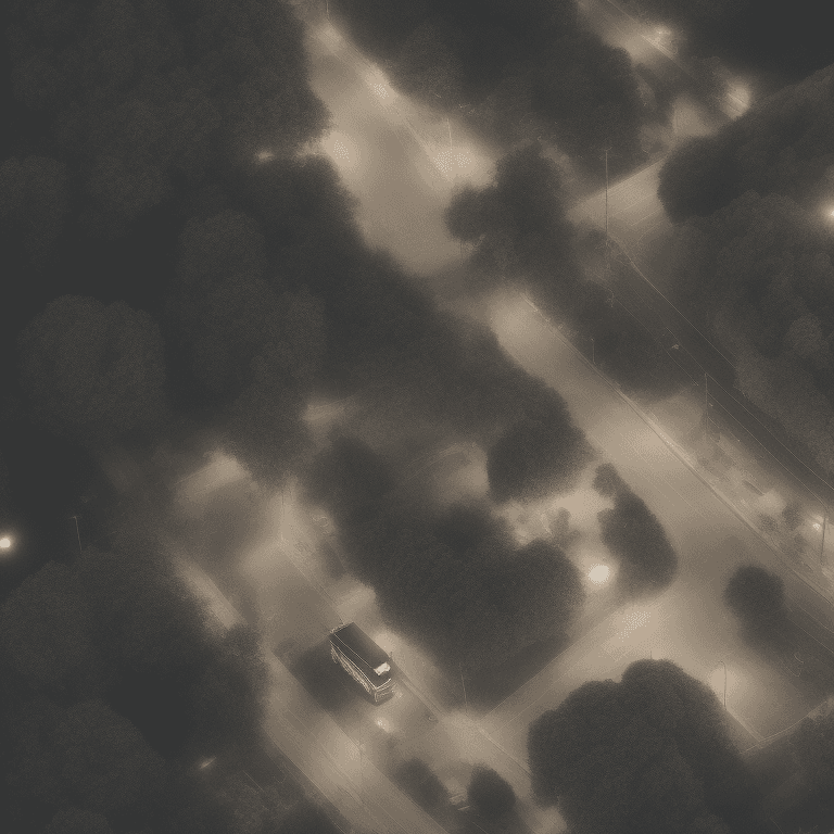 AI generated: aerial view of a beautiful black school bus, Victorian Street, Dark Fairytale Aesthetic, intricate d...