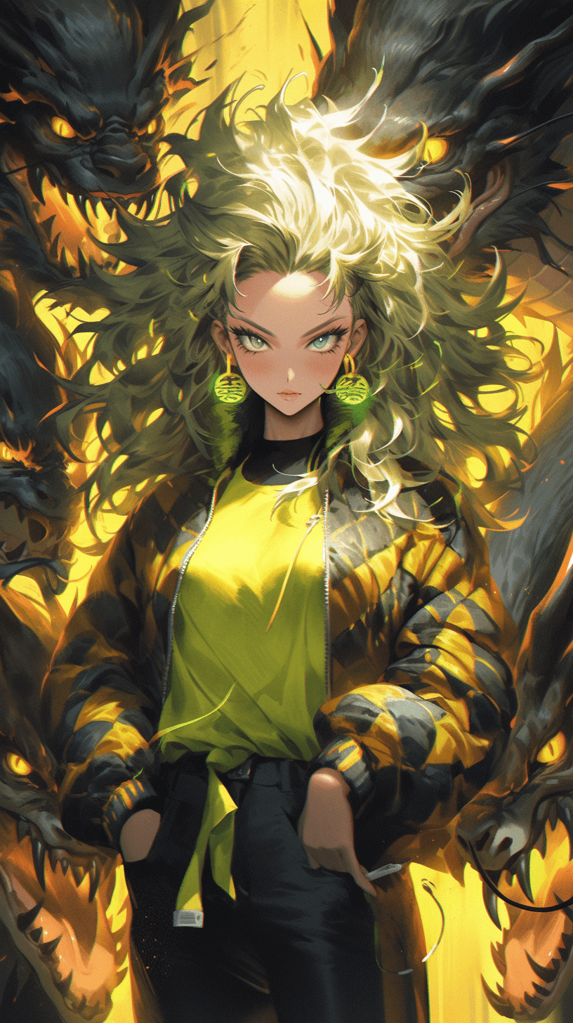 AI generated: dragon ball x issou, dragon ball by tadaa tadaa, in the style of dark yellow and light green, hyper-...
