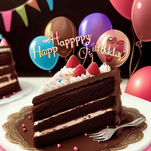 AI generated: A close-up shot of a decadent chocolate cake with layers of rich frosting and ganache. The cake is t...