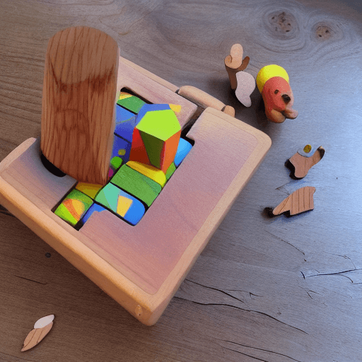 AI generated: 3d puzzle, wood, toy, animal