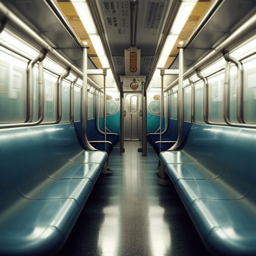 AI generated: An empty subway train inside view 