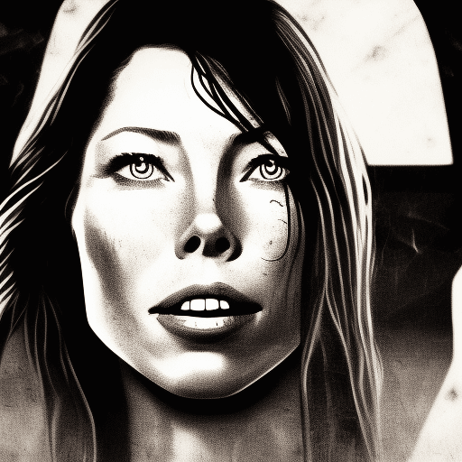 AI generated: (Jessica Biel) Horror, The Texas Chainsaw Massacre, (Photorealistic) (Ultra Realistic) (Ultra Detail...