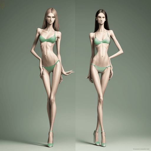 AI generated: photo of an extremely skinny, flat-chested two models with extreme long and skinny legs and long fee...