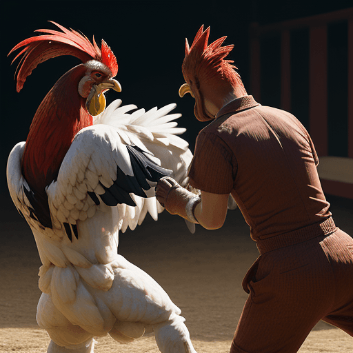AI generated: fighting roosters  
