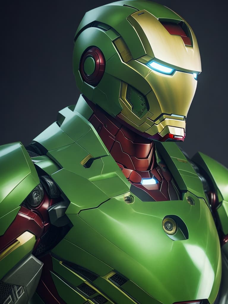 AI generated: iron man in green custom, realistic, 8k, details, hyper quality