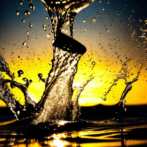 AI generated: thrown water.  silhouette. 