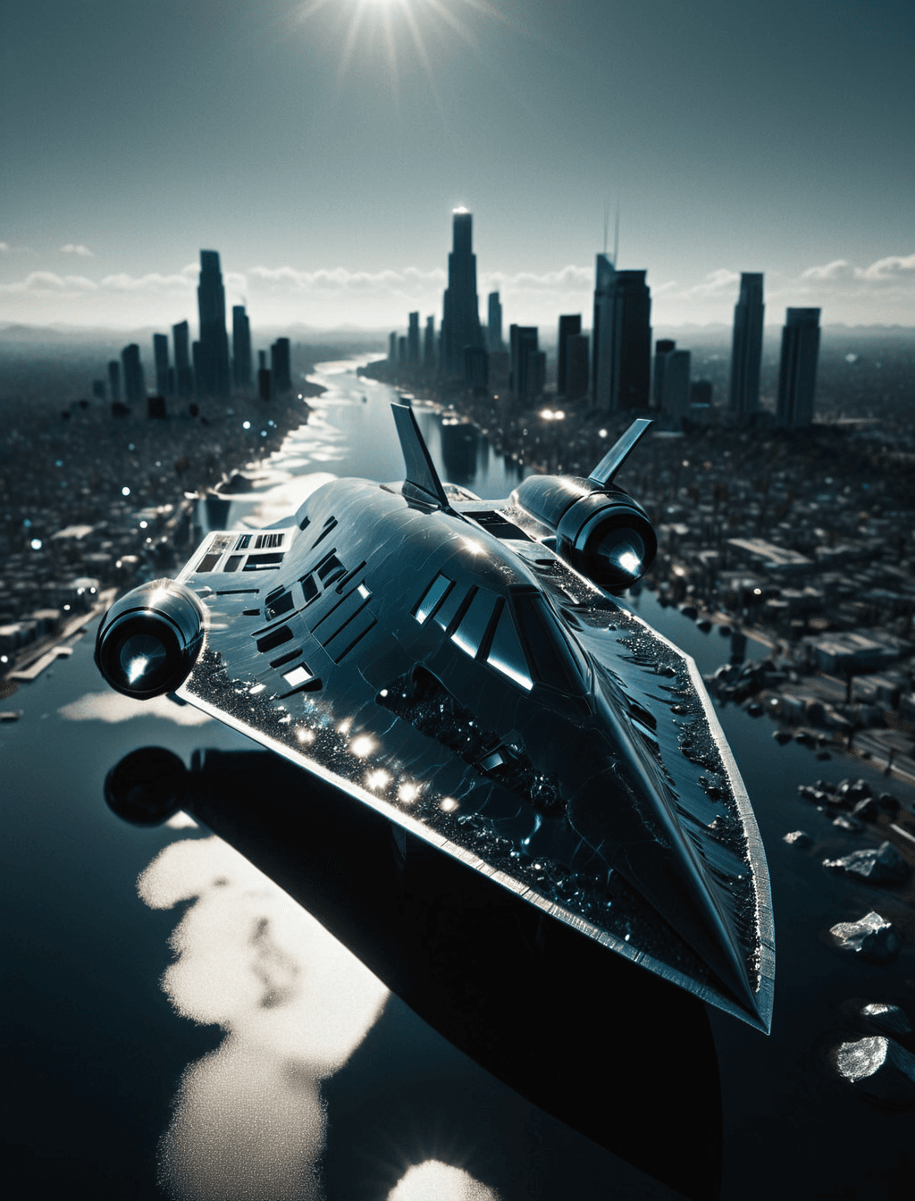 AI generated: ocean Obsidian city, by Charles Schridde ,ivory, Terragen, extremely beautiful, (intricate details, ...