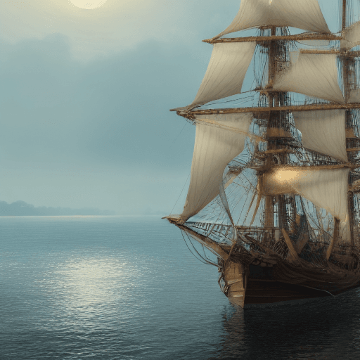 AI generated: Photo of a ultra realistic sailing ship, dramatic light, pale sunrise, cinematic lighting, battered,...