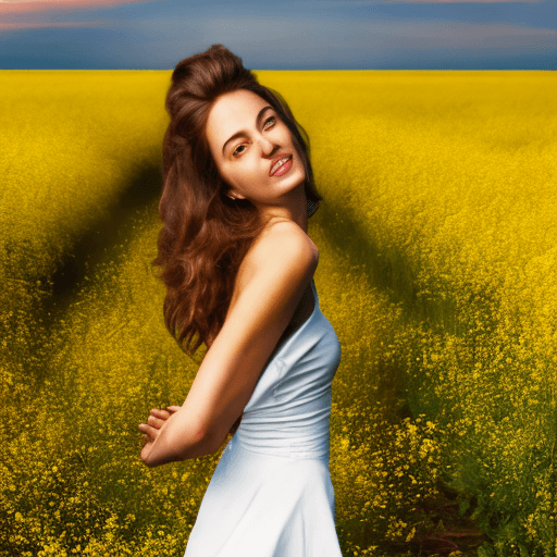 AI generated: a beautiful woman in a white dress with a very long train, moved by the wind, ((Full Body)), surroun...