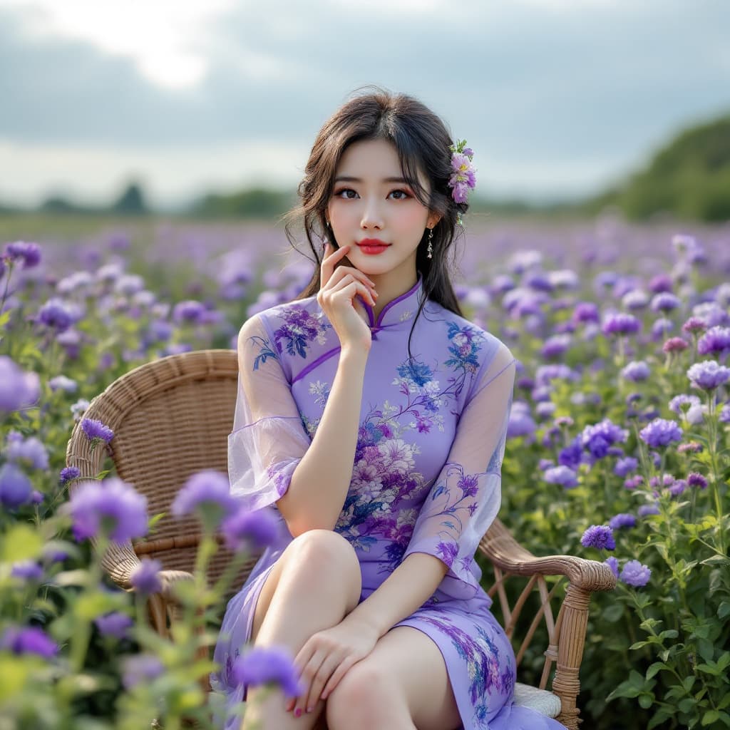 AI generated: Full body view of a HDR photo of beautiful korean woman, fair complexion, full lips, black hair with...