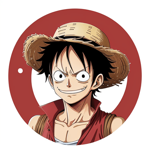 AI generated: a sticker of Monkey D. Luffy from one piece, straw hat, smirk smile, anime style, minimalist design ...