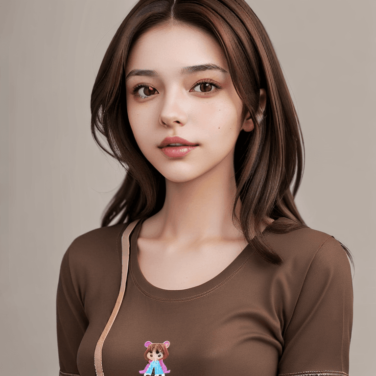 AI generated: A detailed high quality 2D  picture of a super beautiful woman with brown, smooth brown hair wearing...