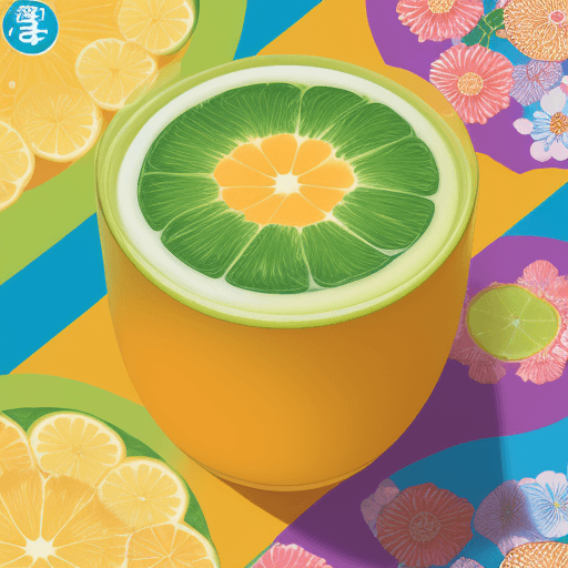 AI generated: Package design, Pan Shot of a refreshing citrus beverage, with a vibrant and modern label design, sh...