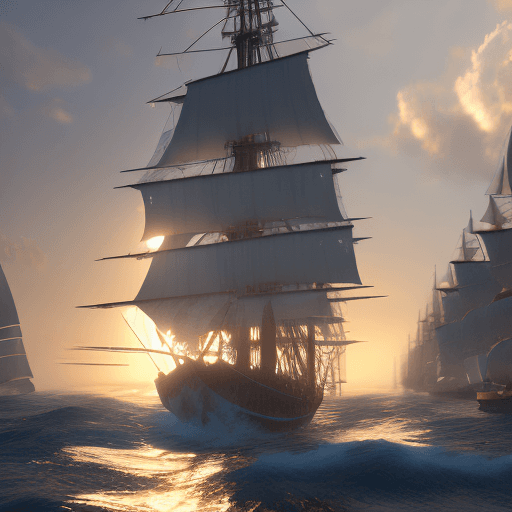 AI generated: Photo of a ultra realistic sailing ship, dramatic light, pale sunrise, cinematic lighting, battered,...