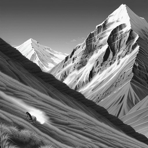 AI generated: Indian running down hillside background of Andean mountains. mountains japanese style, a pencil styl...
