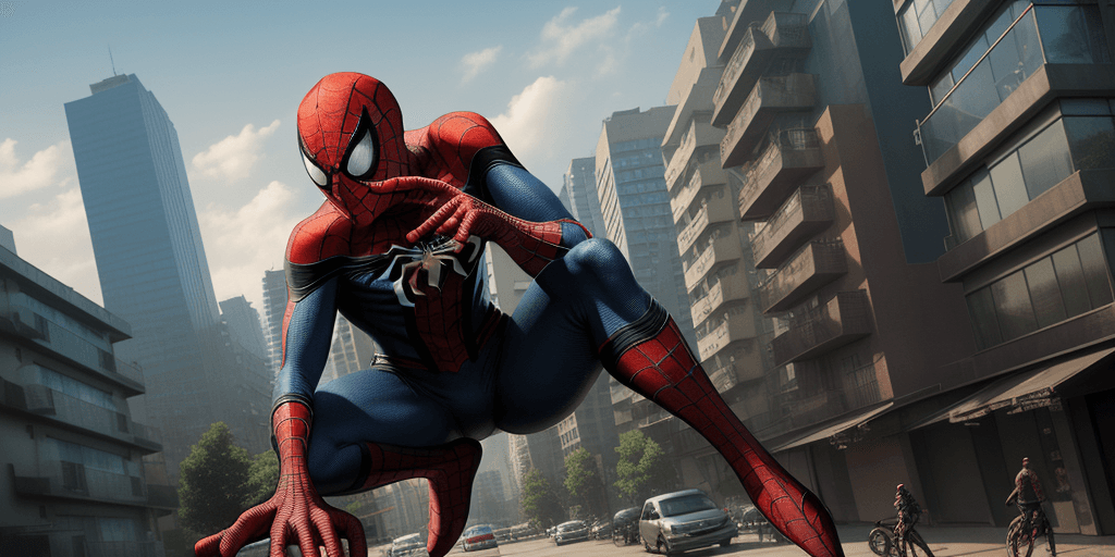 AI generated: Hyper realistic eye level 
THE MOTO MONSTER OF SPIDERMAN IN RESIDENTIAL AREA