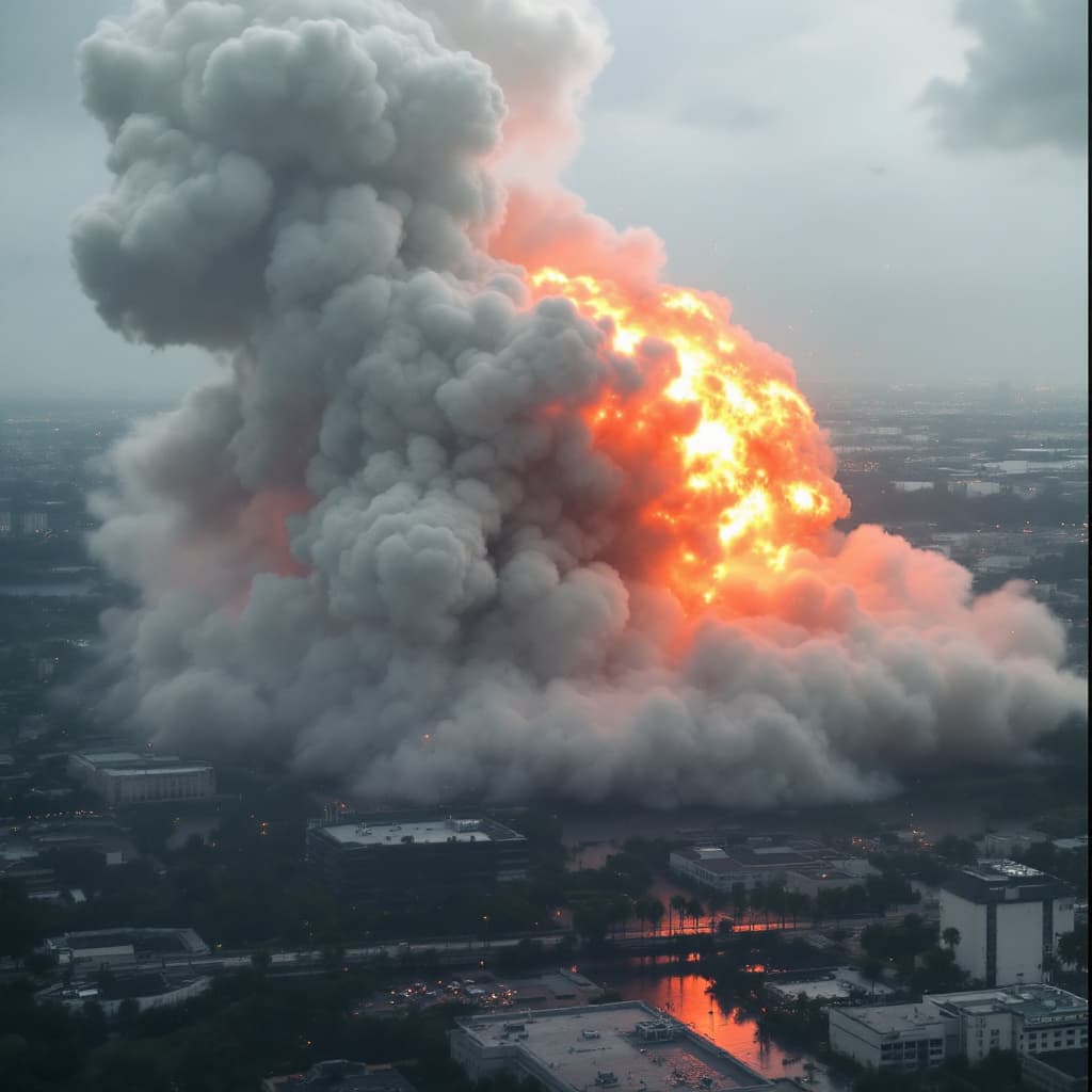 AI generated: An explosion of a building in Tampa Florida from a nuclear detonation.
