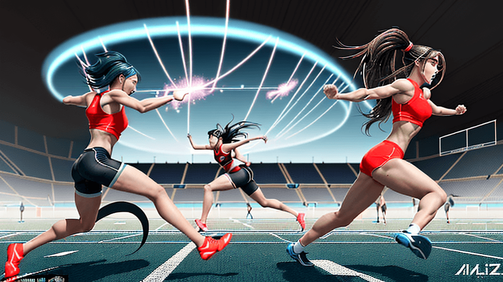 AI generated: the image is a modern and vibrant athletics scenario. 12 runners, both male and female, will be depi...