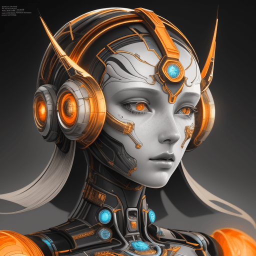 AI generated: scifi fantasy illustration beautiful robot, in the style of realistic hyper-detailed portraits, dark...