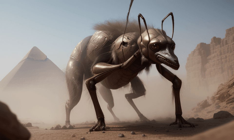 AI generated: A multitude of tiny gnats covering all the land of Egypt. 4k hyper realistic, focused, extreme detai...