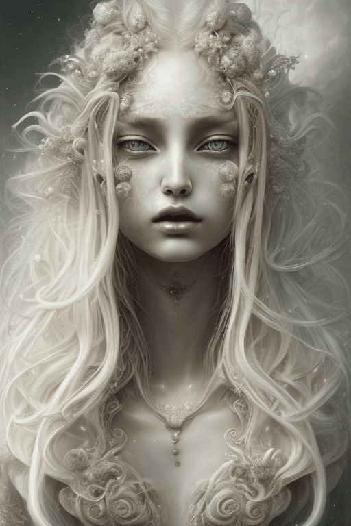 AI generated: beautiful face, blond flowing hair, manga cover, mystical, dark gothic, stunning, dreamy, ethereal, ...