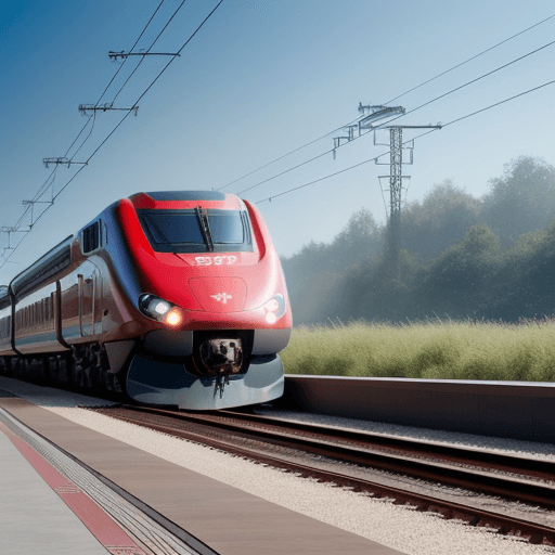 AI generated: red high speed train with label etr 1000,  disney pixar, sky