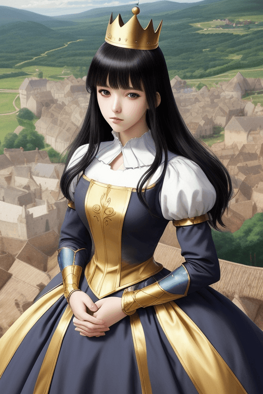 AI generated: Close portrait anime, medieval times, clothes like a princess, clothes color white and blue, beautif...