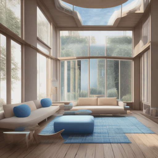 AI generated: High resolution photography interior design, dreamy sunken living room conversation pit, wooden floo...