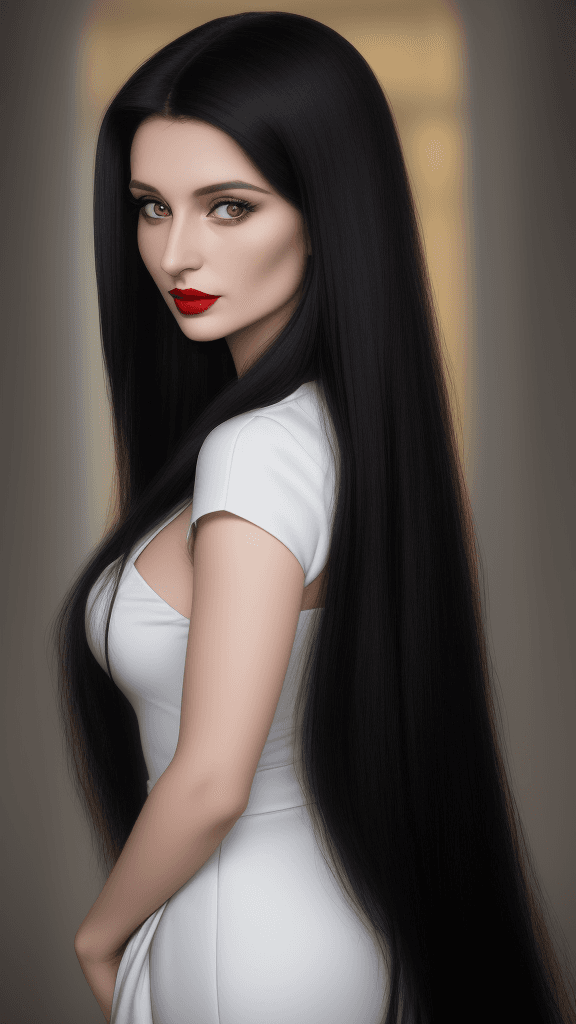 AI generated: arafed woman with long hair and red lipstick posing for a picture, ekaterina, profile image, red lip...
