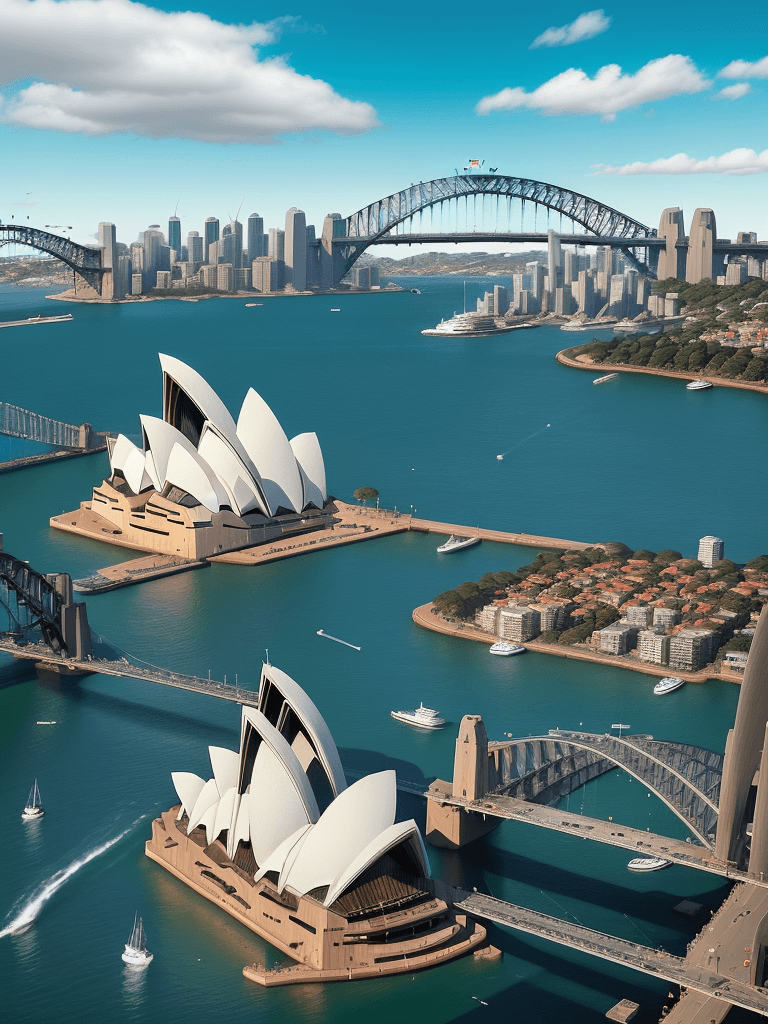 AI generated: Craft a captivating travel image that captures the dynamic beauty and architectural marvels of Sydne...