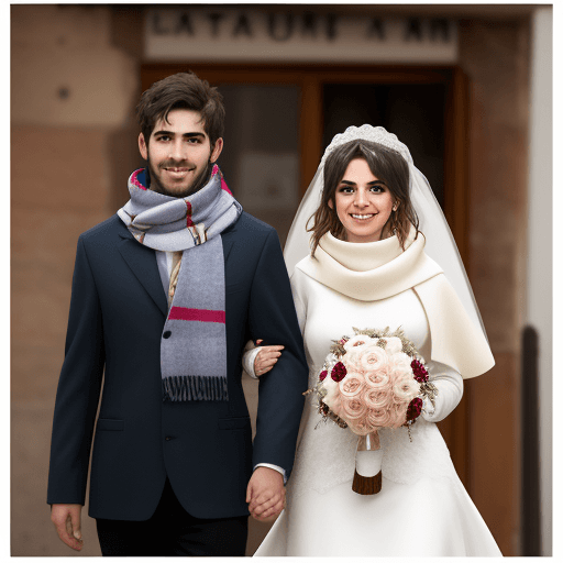 AI generated: A wedding scarf as souvenir with the name Jose y Patri and the date 22/11/2025
