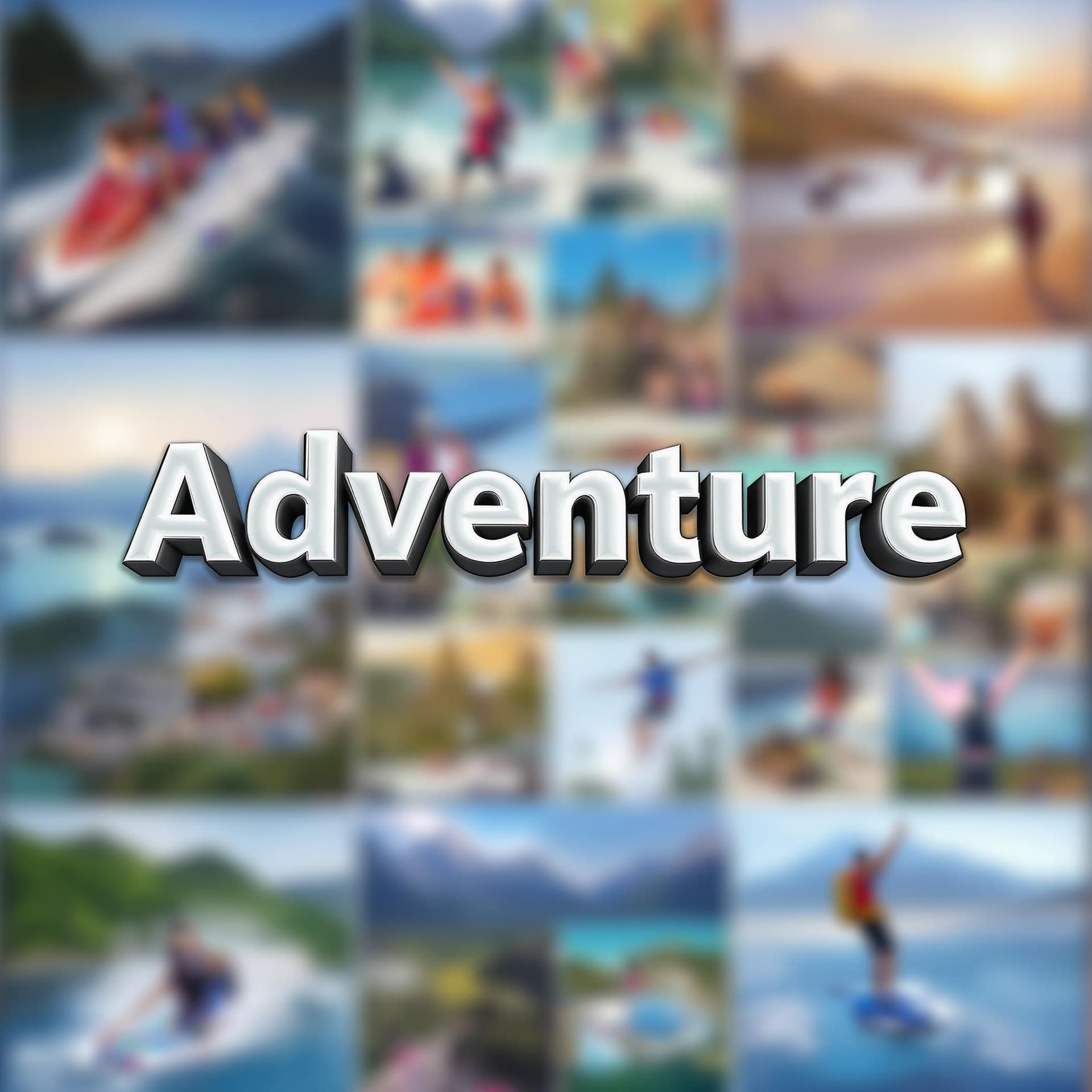 AI generated: Create an image with the word “Adventure” in a 3D font, centered prominently. The background should ...