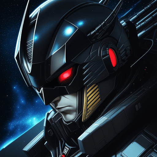 AI generated: portrait close-up, max epic, Soundwave from Transformers, glossy black reflective max detailed, styl...